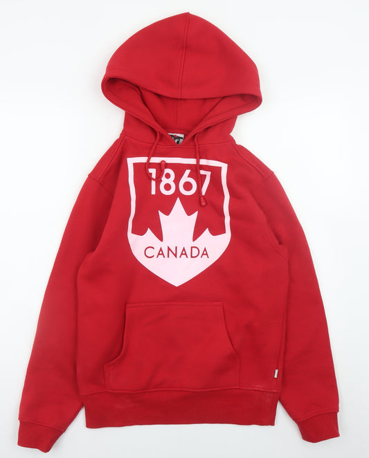 TM Blenz Men's Red Pullover Hoodie Small Canada Logo Fleece