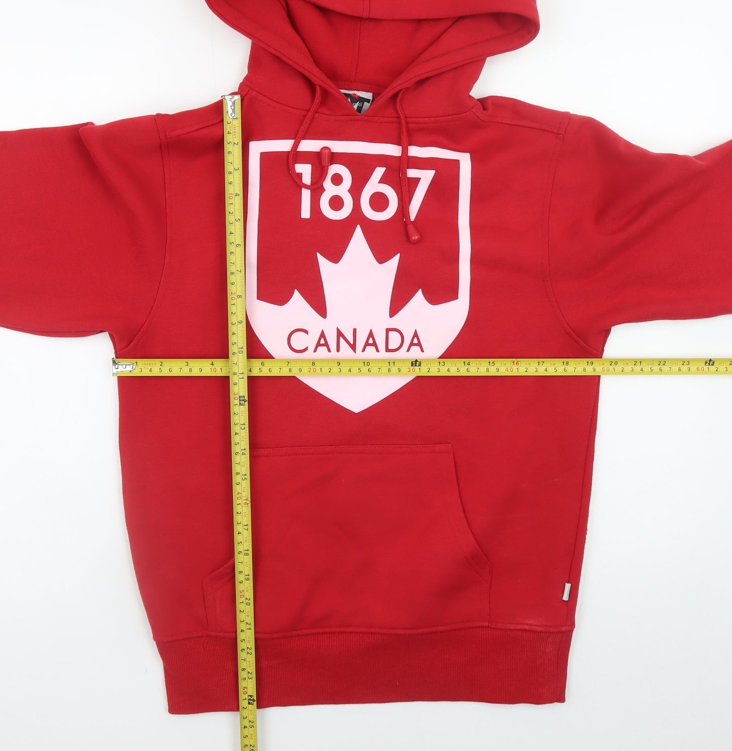 TM Blenz Men's Red Pullover Hoodie Small Canada Logo Fleece