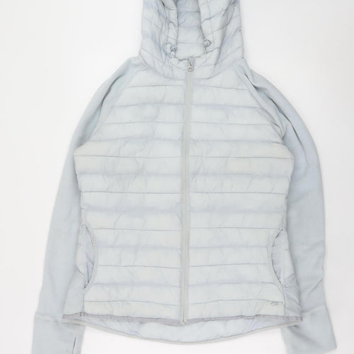GapFit Womens Grey Hooded Puffer Jacket Size L Lightweight