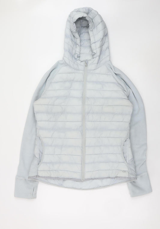 GapFit Womens Grey Hooded Puffer Jacket Size L Lightweight