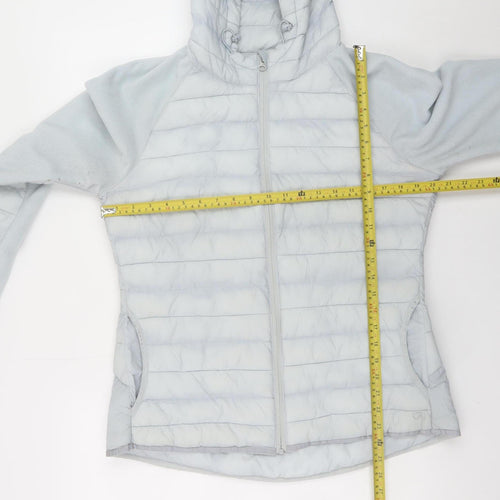 GapFit Womens Grey Hooded Puffer Jacket Size L Lightweight