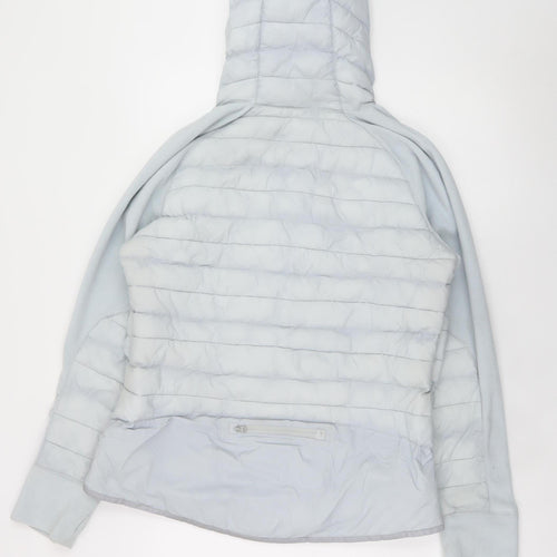 GapFit Womens Grey Hooded Puffer Jacket Size L Lightweight