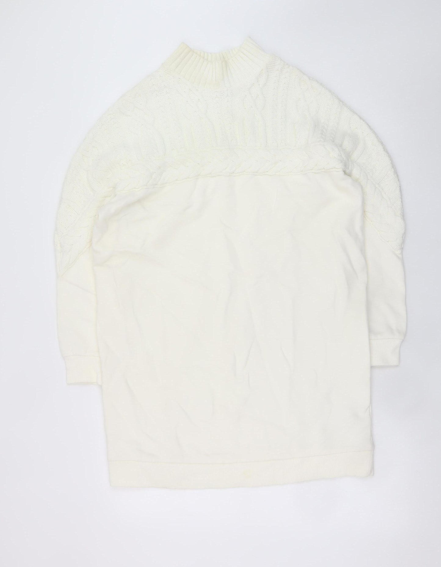 River Island Women’s White Knit Sweater Dress M High Neck Winter Style