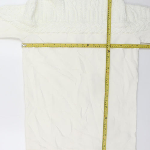 River Island Women’s White Knit Sweater Dress M High Neck Winter Style