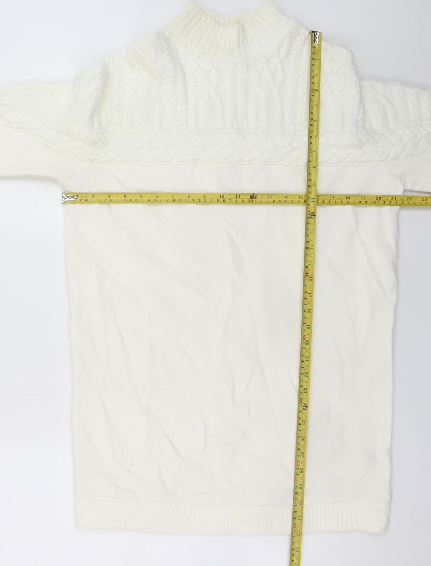 River Island Women’s White Knit Sweater Dress M High Neck Winter Style