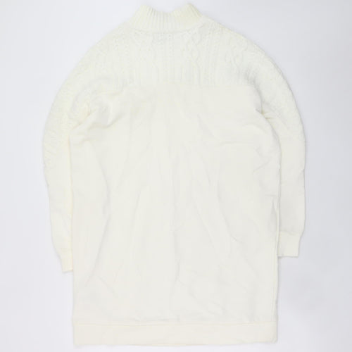 River Island Women’s White Knit Sweater Dress M High Neck Winter Style