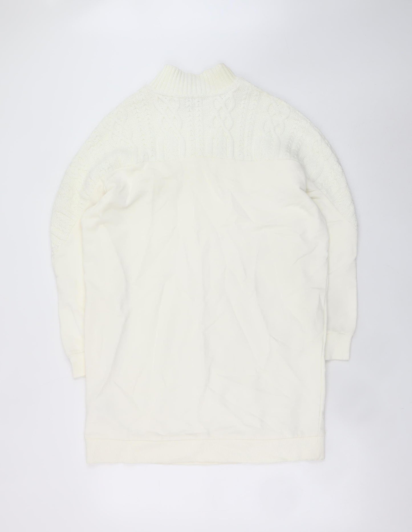 River Island Women’s White Knit Sweater Dress M High Neck Winter Style