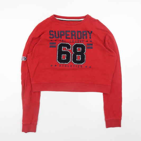Superdry Women's Red XS Cropped Pullover Sweatshirt 68 Athletics