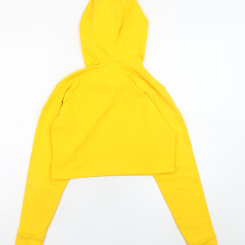 Missguided Women Yellow Cropped Pullover Hoodie UK 4 Cotton Blend