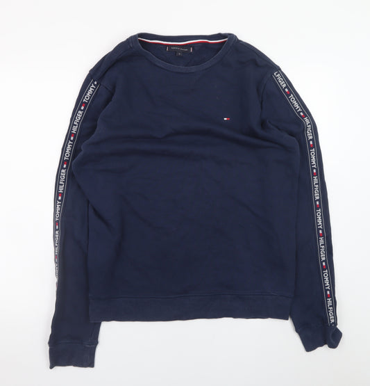 Tommy Hilfiger Men's Blue XL Crew Neck Pullover Sweatshirt Logo Sleeve