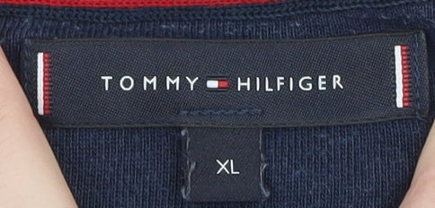 Tommy Hilfiger Men's Blue XL Crew Neck Pullover Sweatshirt Logo Sleeve