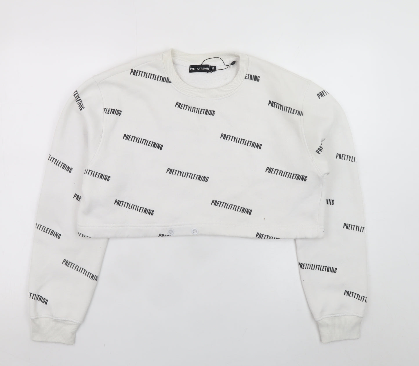 PrettyLittleThing Womens White Cropped Pullover Sweatshirt M