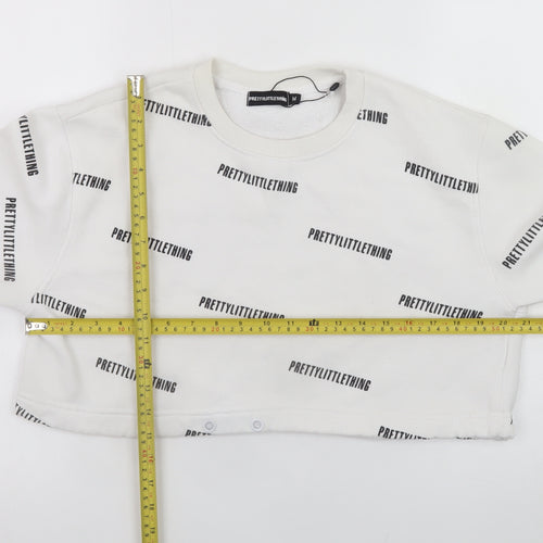 PrettyLittleThing Womens White Cropped Pullover Sweatshirt M
