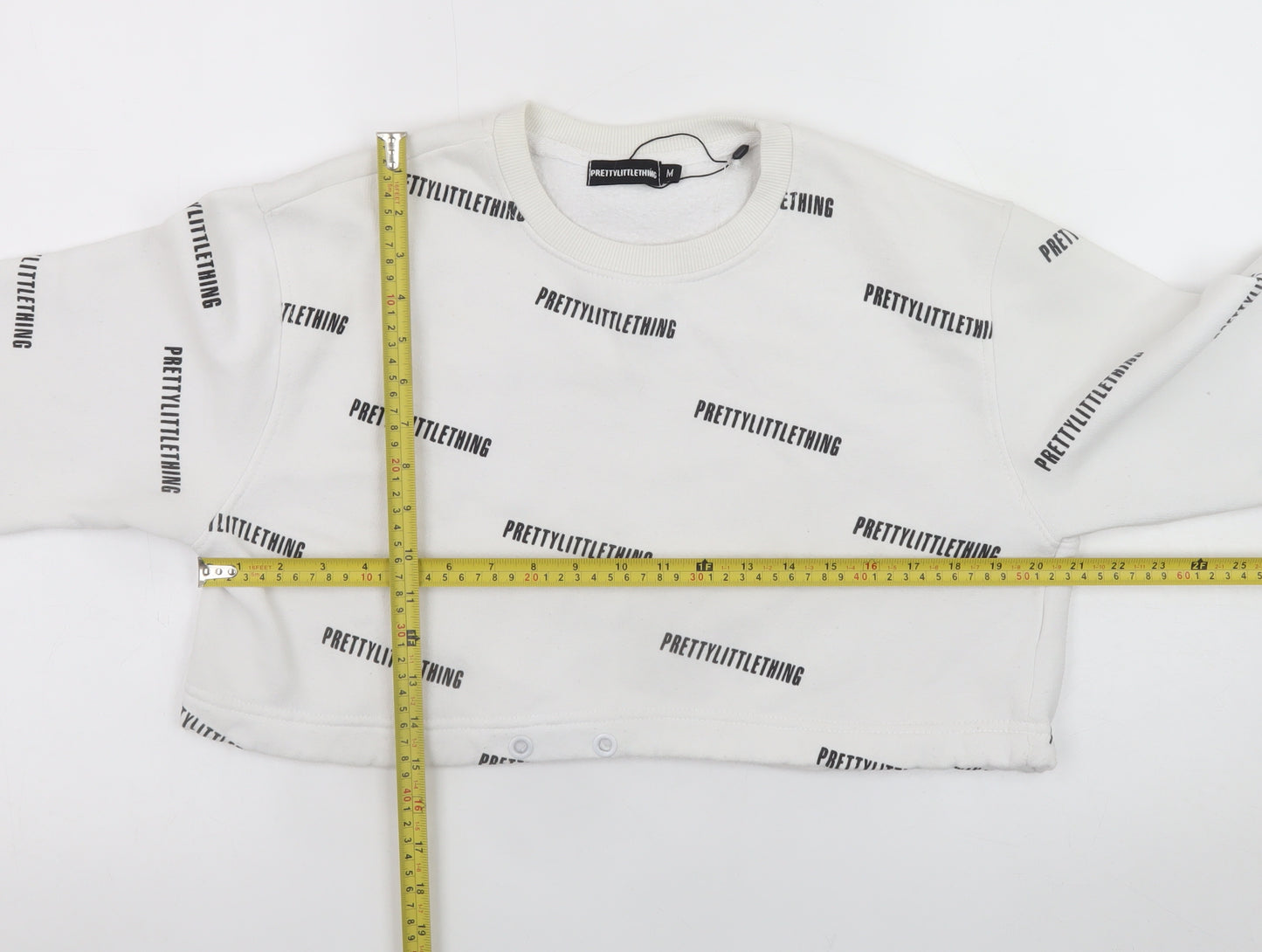 PrettyLittleThing Womens White Cropped Pullover Sweatshirt M