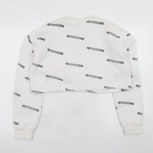 PrettyLittleThing Womens White Cropped Pullover Sweatshirt M