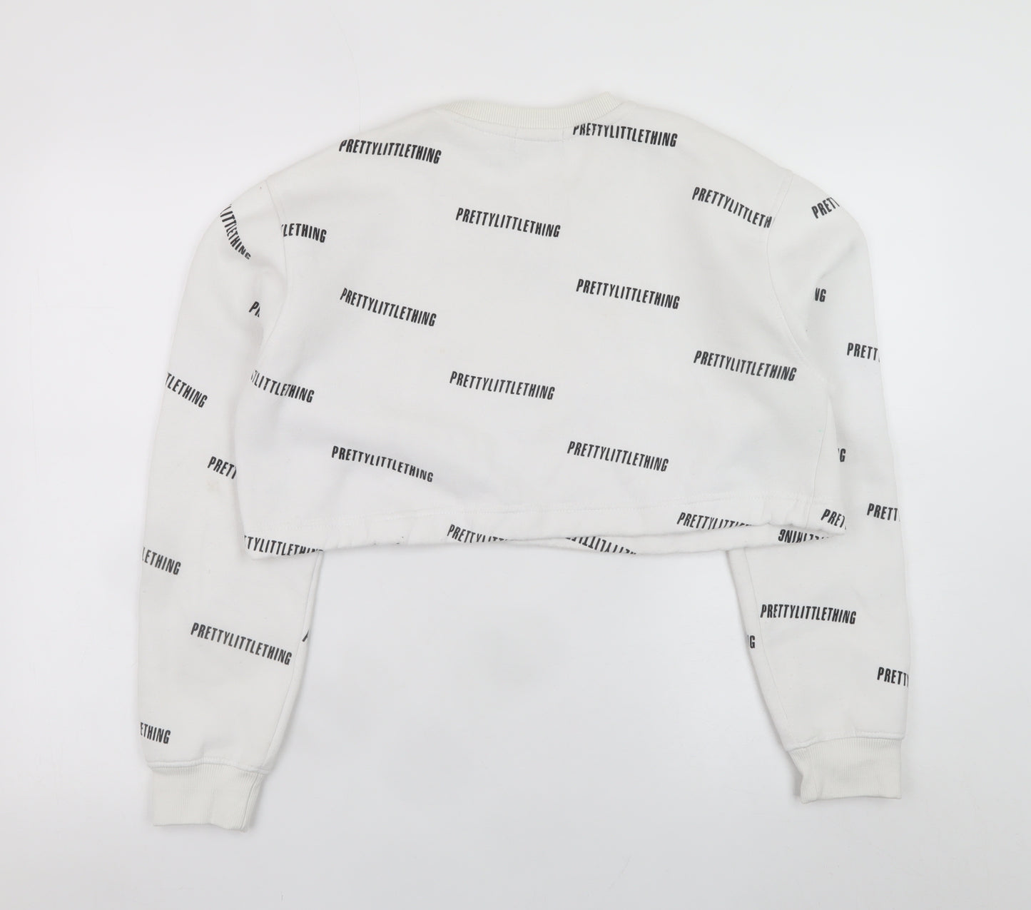PrettyLittleThing Womens White Cropped Pullover Sweatshirt M