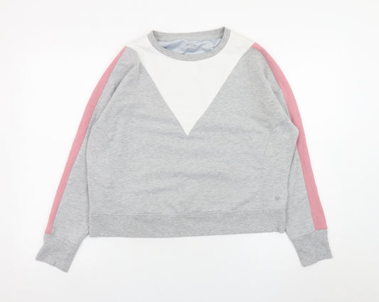 Marks and Spencer Women Grey Colourblock Sweatshirt Size 12 Crew Neck