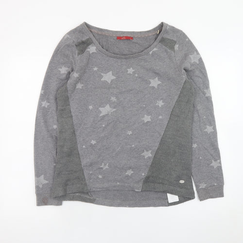 EDC Women Grey Star Print Cotton Blend Pullover Jumper M