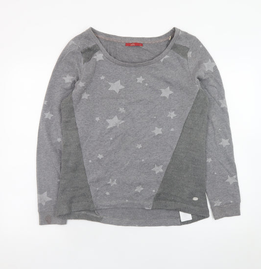 EDC Women Grey Star Print Cotton Blend Pullover Jumper M