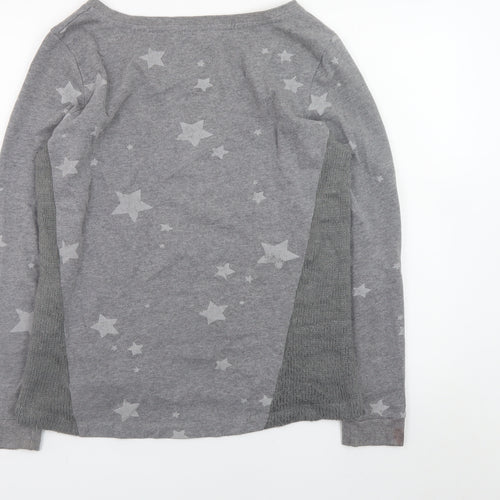 EDC Women Grey Star Print Cotton Blend Pullover Jumper M