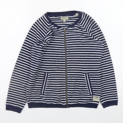 Jack Wills Womens Blue Striped Cotton Bomber Jacket UK 8