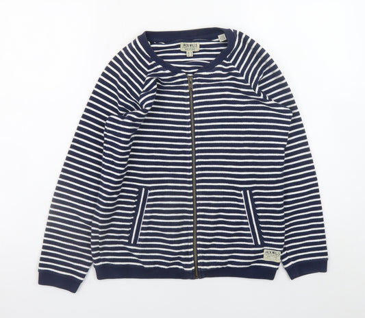 Jack Wills Womens Blue Striped Cotton Bomber Jacket UK 8