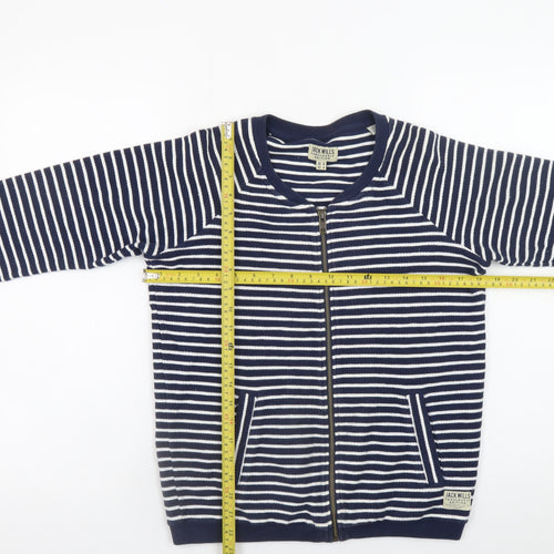 Jack Wills Womens Blue Striped Cotton Bomber Jacket UK 8