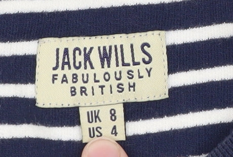 Jack Wills Womens Blue Striped Cotton Bomber Jacket UK 8