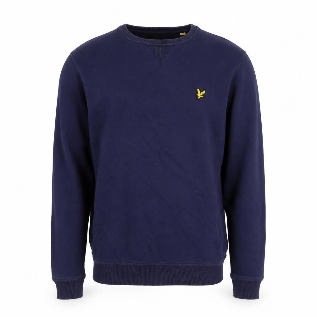 Front view of Lyle & Scott Men's Blue Crew Neck Cotton Sweatshirt, size L