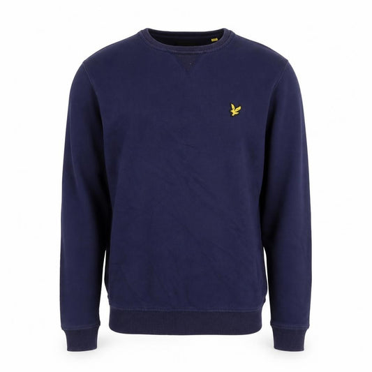 Front view of Lyle & Scott Men's Blue Crew Neck Cotton Sweatshirt, size L