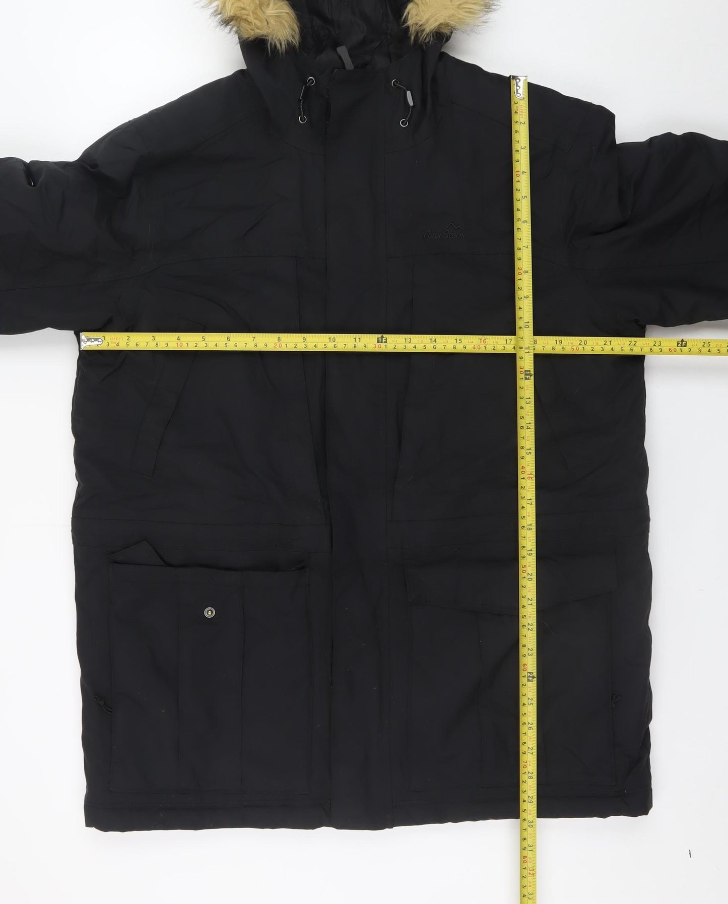 Peter Storm Men's Black S Winter Parka Hooded Faux Fur Trim Jacket