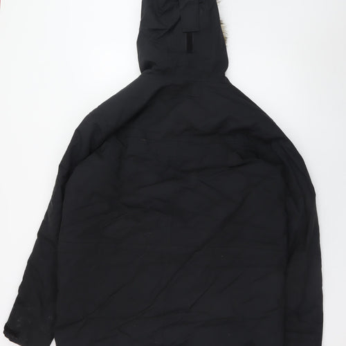 Peter Storm Men's Black S Winter Parka Hooded Faux Fur Trim Jacket