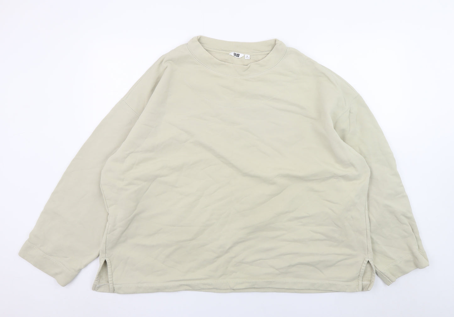 Uniqlo Men’s Beige XL Crew Neck Cotton Pullover Sweatshirt