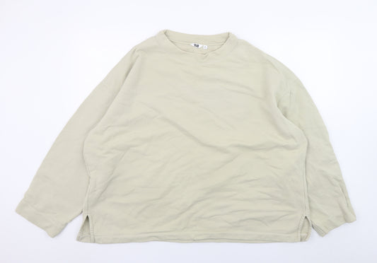 Uniqlo Men’s Beige XL Crew Neck Cotton Pullover Sweatshirt