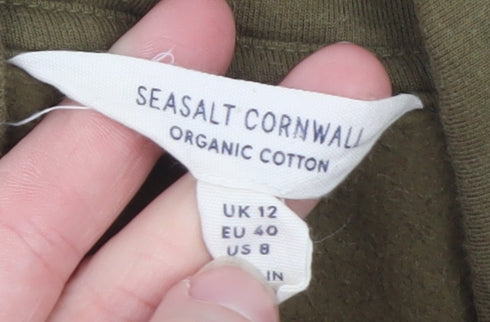 Seasalt Cornwall Womens Khaki Green Cotton Sweatshirt UK 12 Pullover