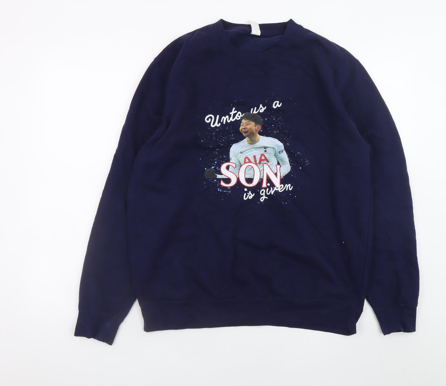 JustHoods Men's Blue Graphic Print Pullover Sweatshirt L