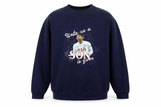 Front view of JustHoods Men's Blue Graphic Print Pullover Sweatshirt L