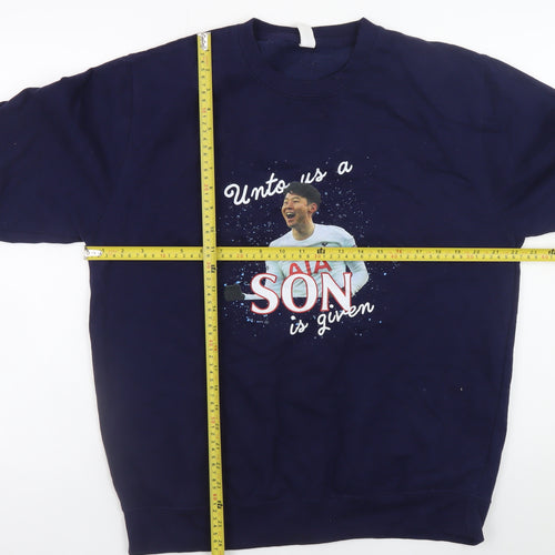 JustHoods Men's Blue Graphic Print Pullover Sweatshirt L