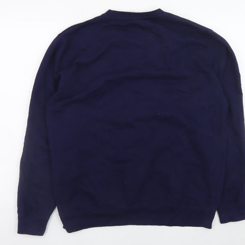 JustHoods Men's Blue Graphic Print Pullover Sweatshirt L