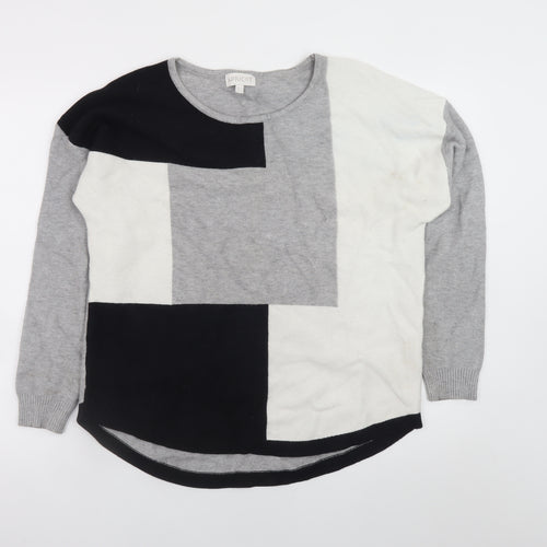 Apricot Women Grey Geometric Knit Pullover Jumper Size 14