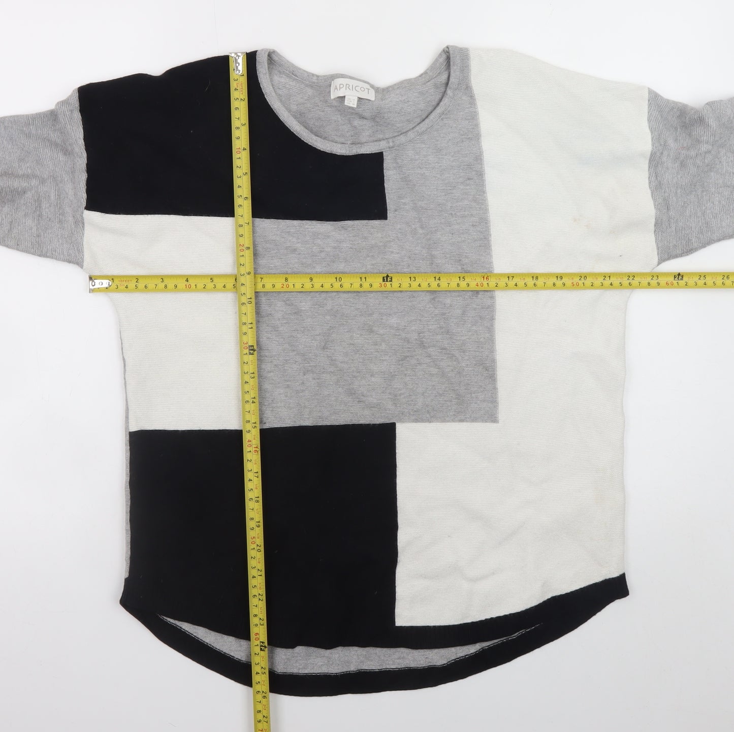 Apricot Women Grey Geometric Knit Pullover Jumper Size 14