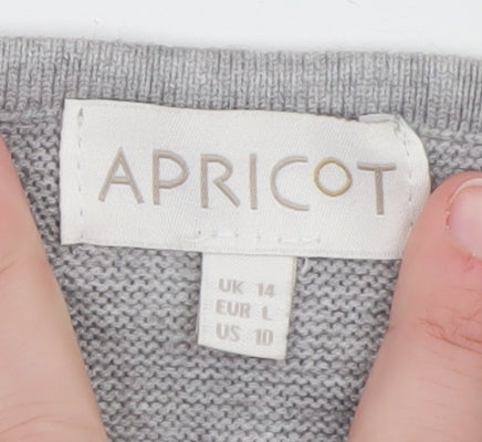 Apricot Women Grey Geometric Knit Pullover Jumper Size 14