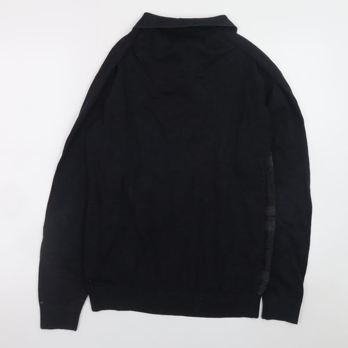 Next Men's Black Check Collared Cotton Long Sleeve Casual Shirt M