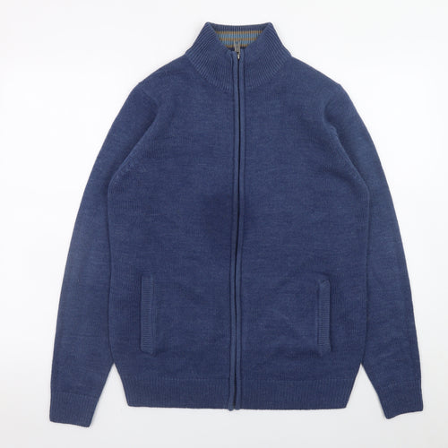 James Pringle Men's Blue Full Zip Knit Jumper Size S