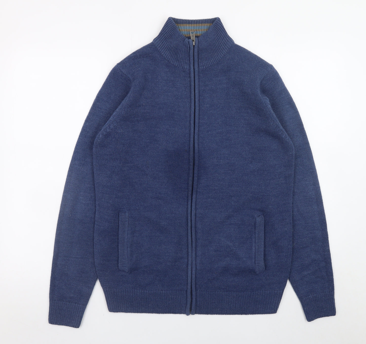 James Pringle Men's Blue Full Zip Knit Jumper Size S