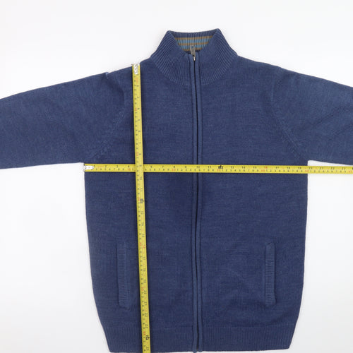James Pringle Men's Blue Full Zip Knit Jumper Size S