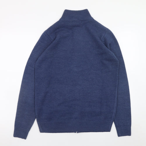 James Pringle Men's Blue Full Zip Knit Jumper Size S