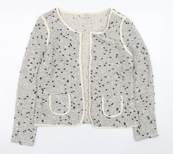 Papaya Weekend Women White Size 14 Open Knit Cotton Blend Blazer