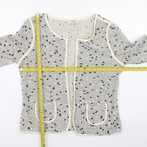Papaya Weekend Women White Size 14 Open Knit Cotton Blend Blazer