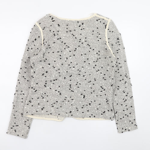 Papaya Weekend Women White Size 14 Open Knit Cotton Blend Blazer